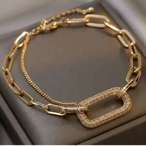NWT Yellow Gold Women's Rhinestone Bracelet